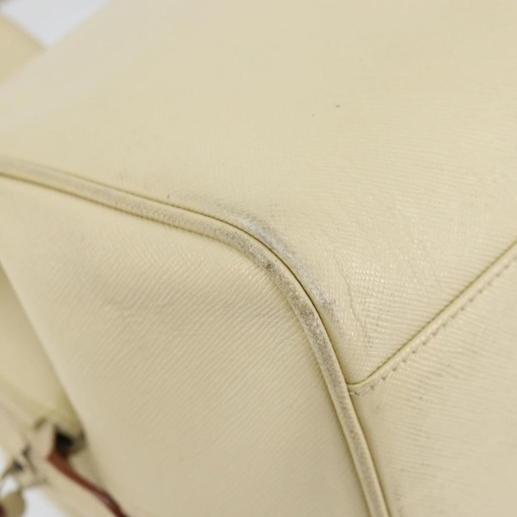 Prada Vintage Handbag Leather Beige Leather Handbag (Pre-Owned)