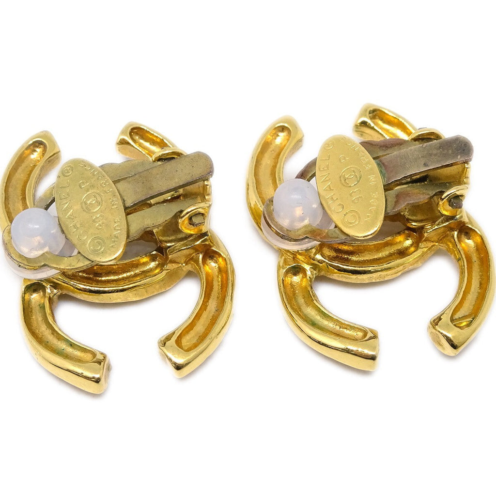 Chanel Cc Clip-On Earrings Metal Gold Gold_Plated Earrings Jewelry (Pre-Owned)