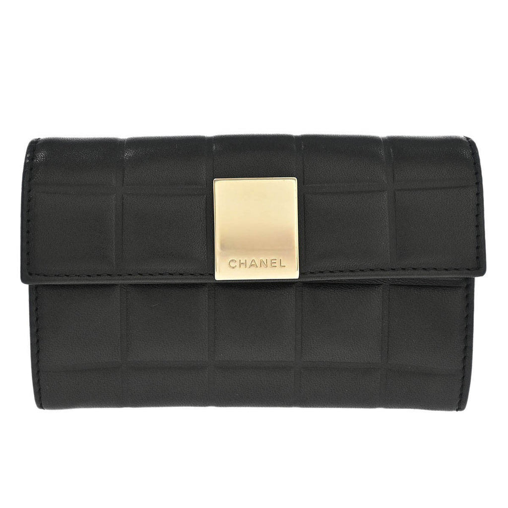 Chanel Chocolate Bar Wallet Lambskin Black Leather Wallets Accessory (Pre-Owned)