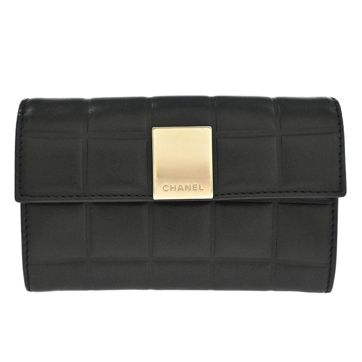 Chanel Chocolate Bar Wallet Lambskin Black Leather Wallets Accessory (Pre-Owned)