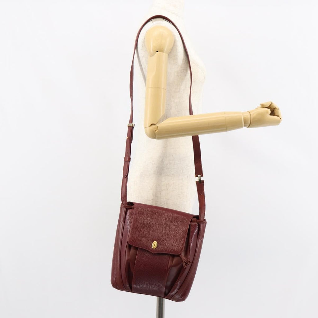 Cartier Must De Cartier Shoulder Bag Leather Burgundy Leather Shoulder Bag Bag (Pre-Owned)