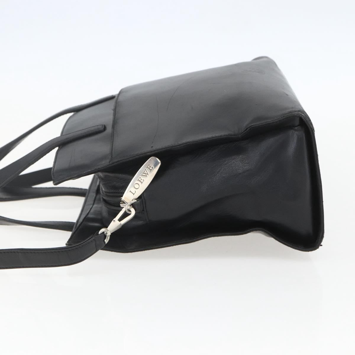 Loewe Vintage Anagram Tote Leather Black Leather Tote Bag Bag (Pre-Owned)
