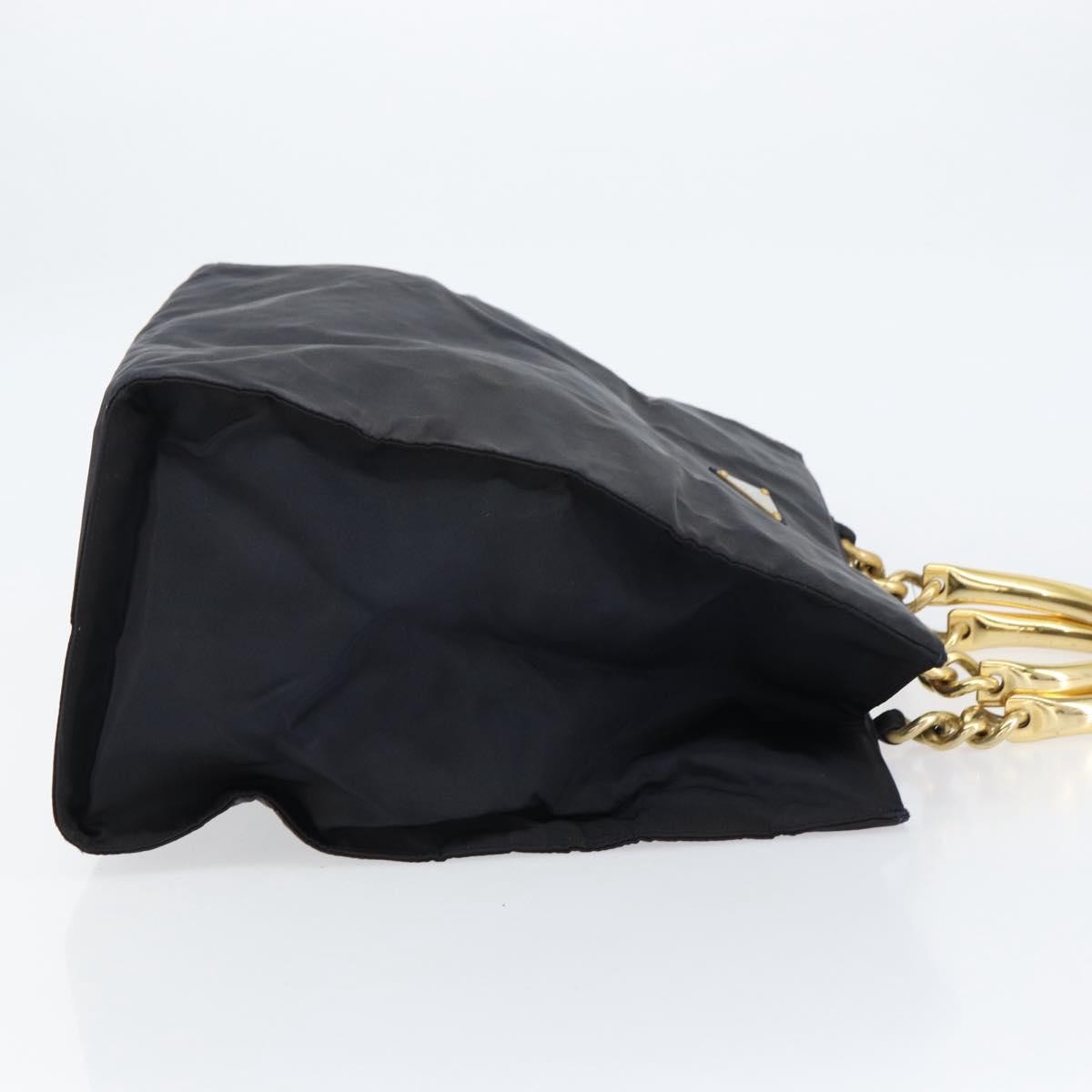 Prada Metal Handles Tote Tessuto Black Nylon Tote Bag Bag (Pre-Owned)