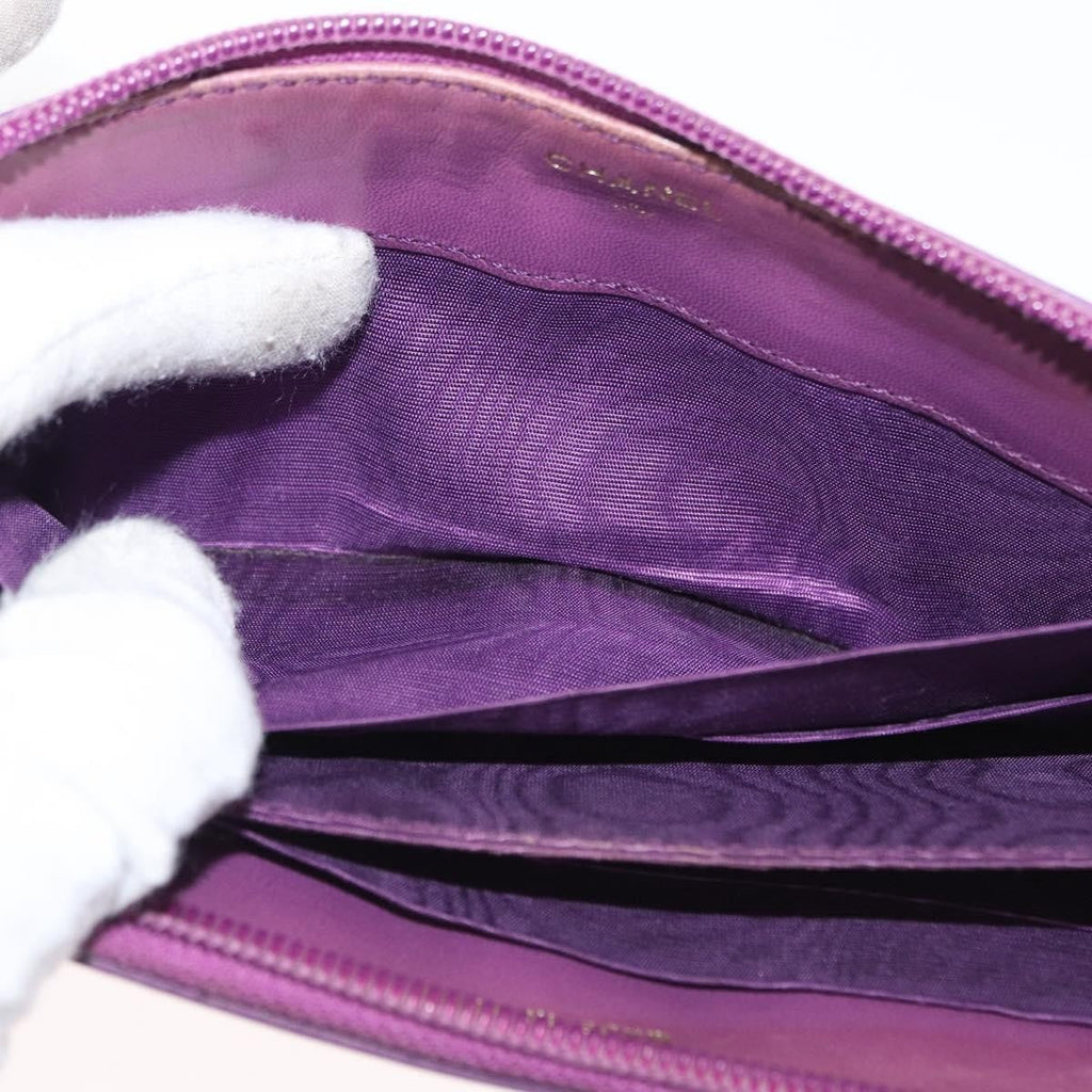 Chanel Timeless Cc Zipped Wallet Caviar Purple Leather Wallets Accessory (Pre-Owned)