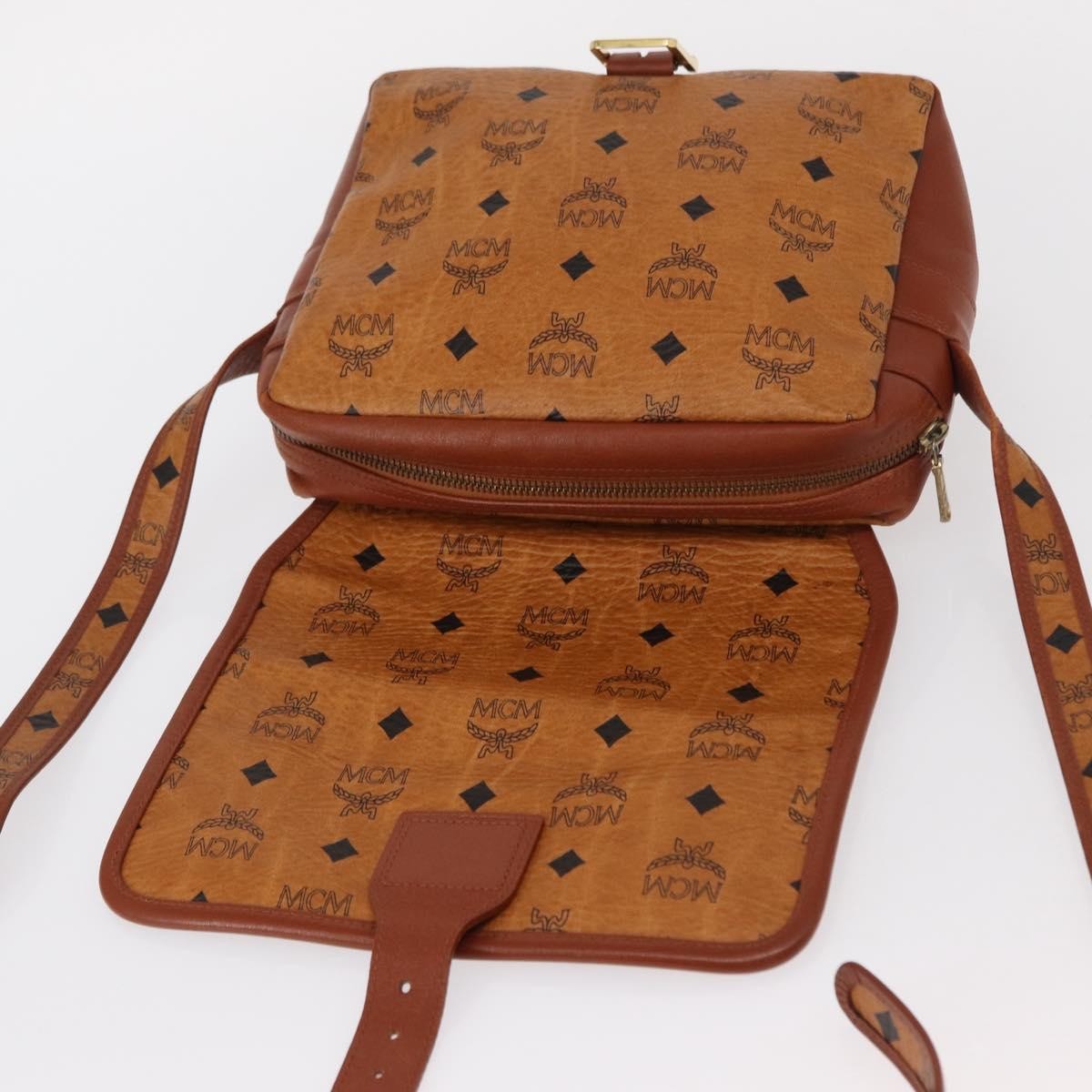MCM Visetos Shoulder Bag Canvas And Leather Brown Canvas Shoulder Bag Bag (Pre-Owned)