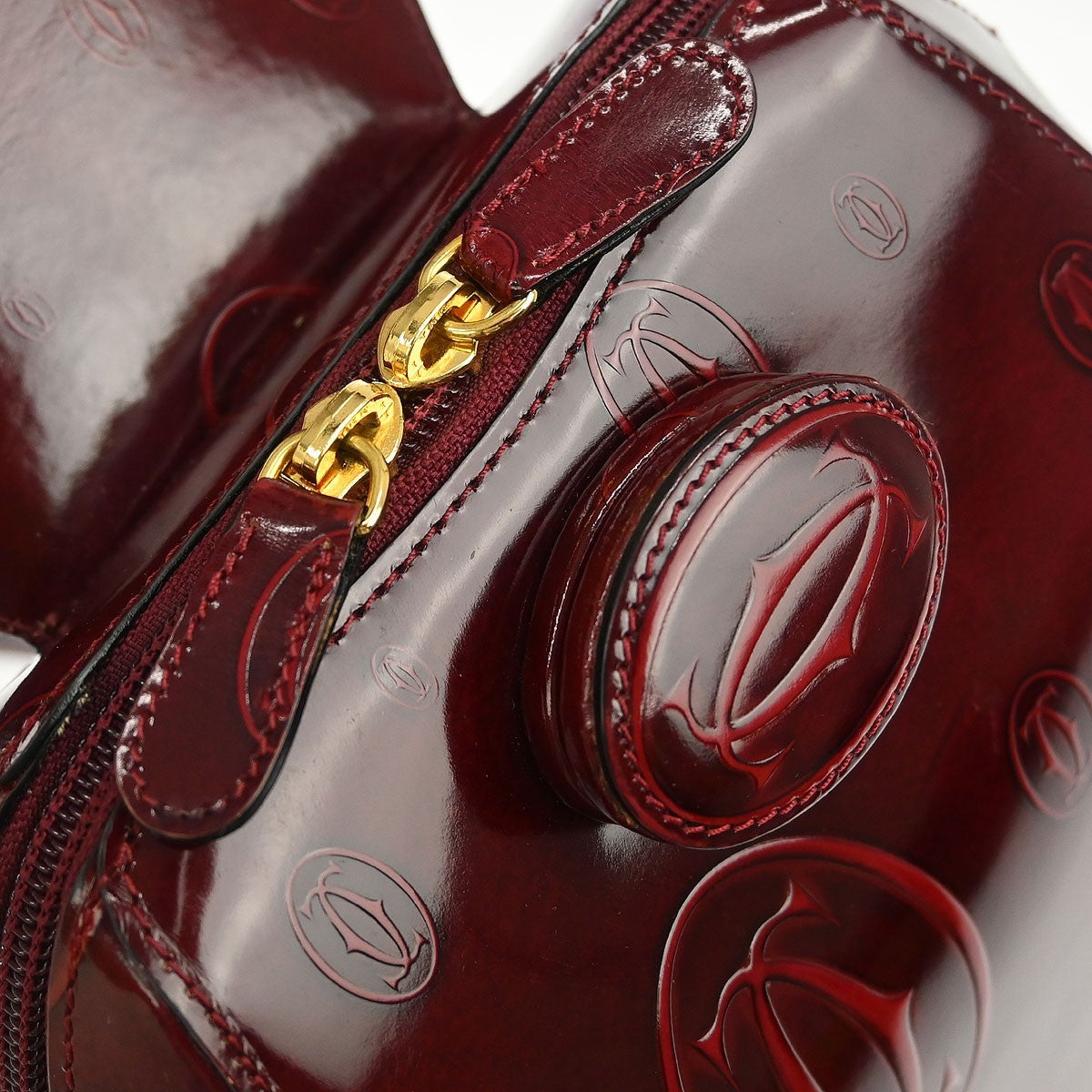 Cartier Happy Birthday Backpack Patent Leather Burgundy Patent_Leather Backpack Bag (Pre-Owned)
