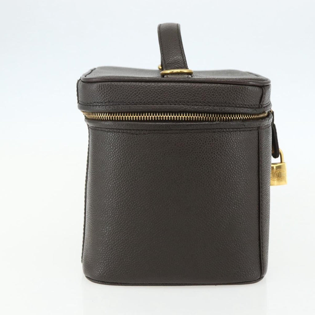 Chanel Vintage Timeless Vanity Case Caviar Brown Leather Handbag (Pre-Owned)