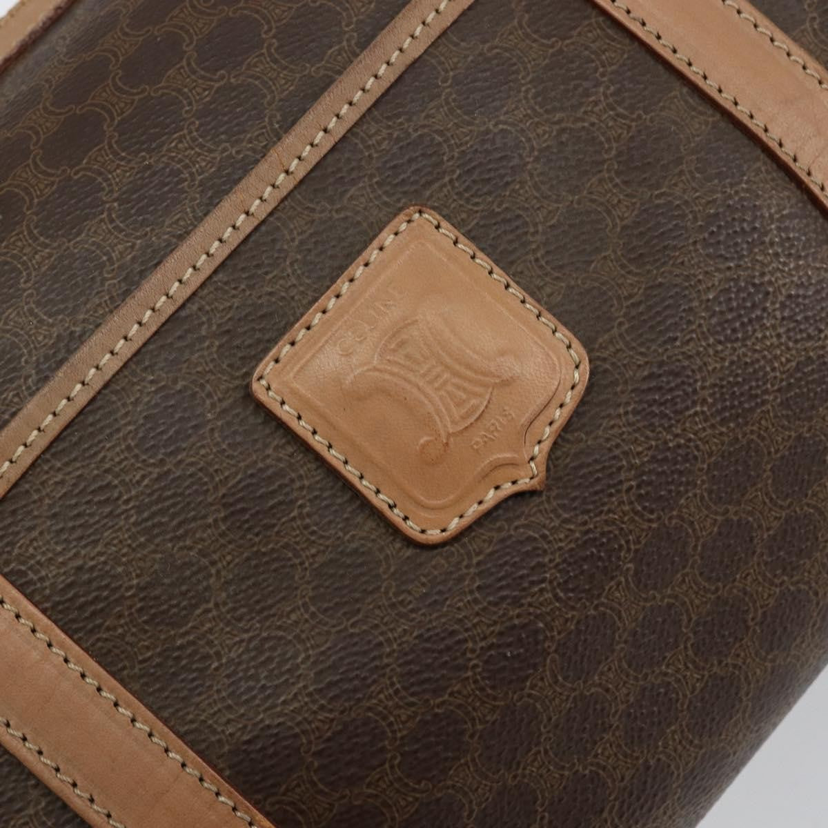 Celine Vintage Macadam Boston Bag Canvas Brown Canvas Travel Bag Bag (Pre-Owned)