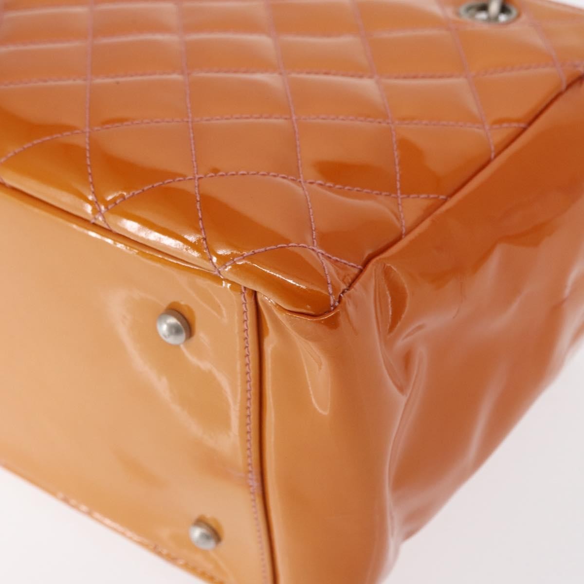 Chanel Vintage Petite Timeless Tote Quilted Patent Orange Patent_Leather Tote Bag Bag (Pre-Owned)