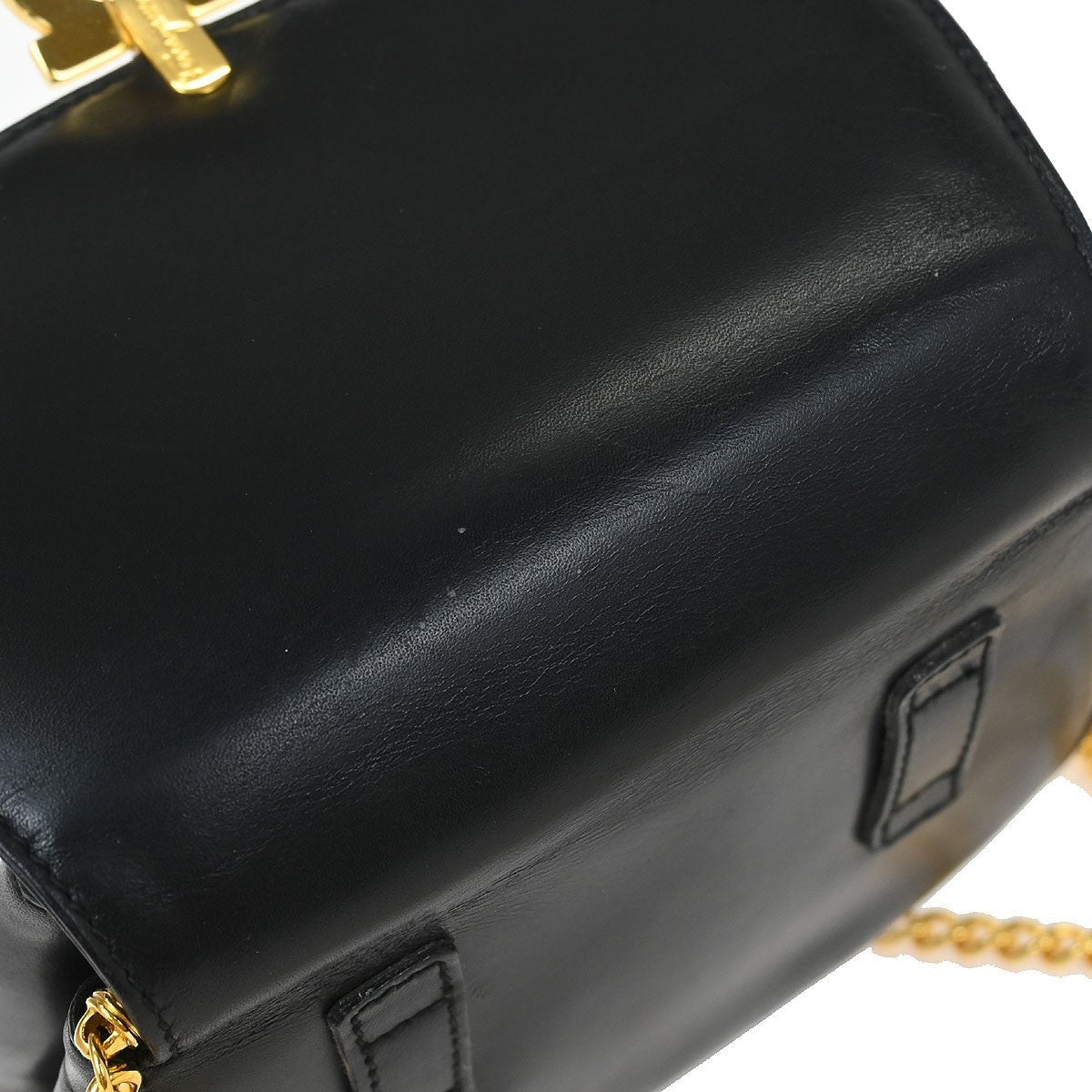 Salvatore Ferragamo Gancini Shoulder Bag Leather Black Leather Shoulder Bag Bag (Pre-Owned)