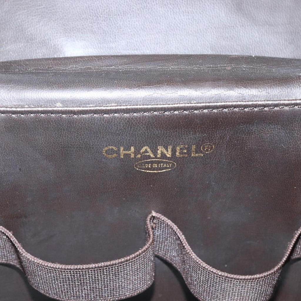 Chanel Vintage Timeless Vanity Case Caviar Brown Leather Handbag (Pre-Owned)