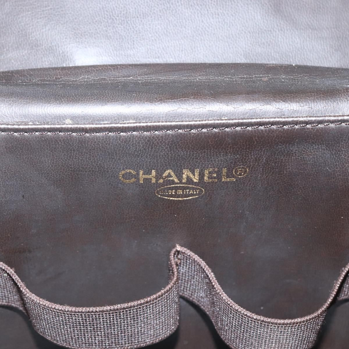 Chanel Vintage Timeless Vanity Case Caviar Brown Leather Handbag (Pre-Owned)