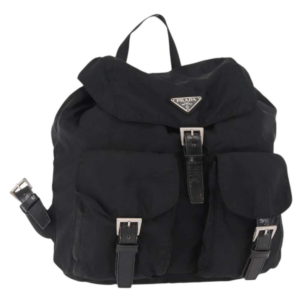Prada Double Front Pocket Backpack Tessuto Black Nylon Backpack Bag (Pre-Owned)
