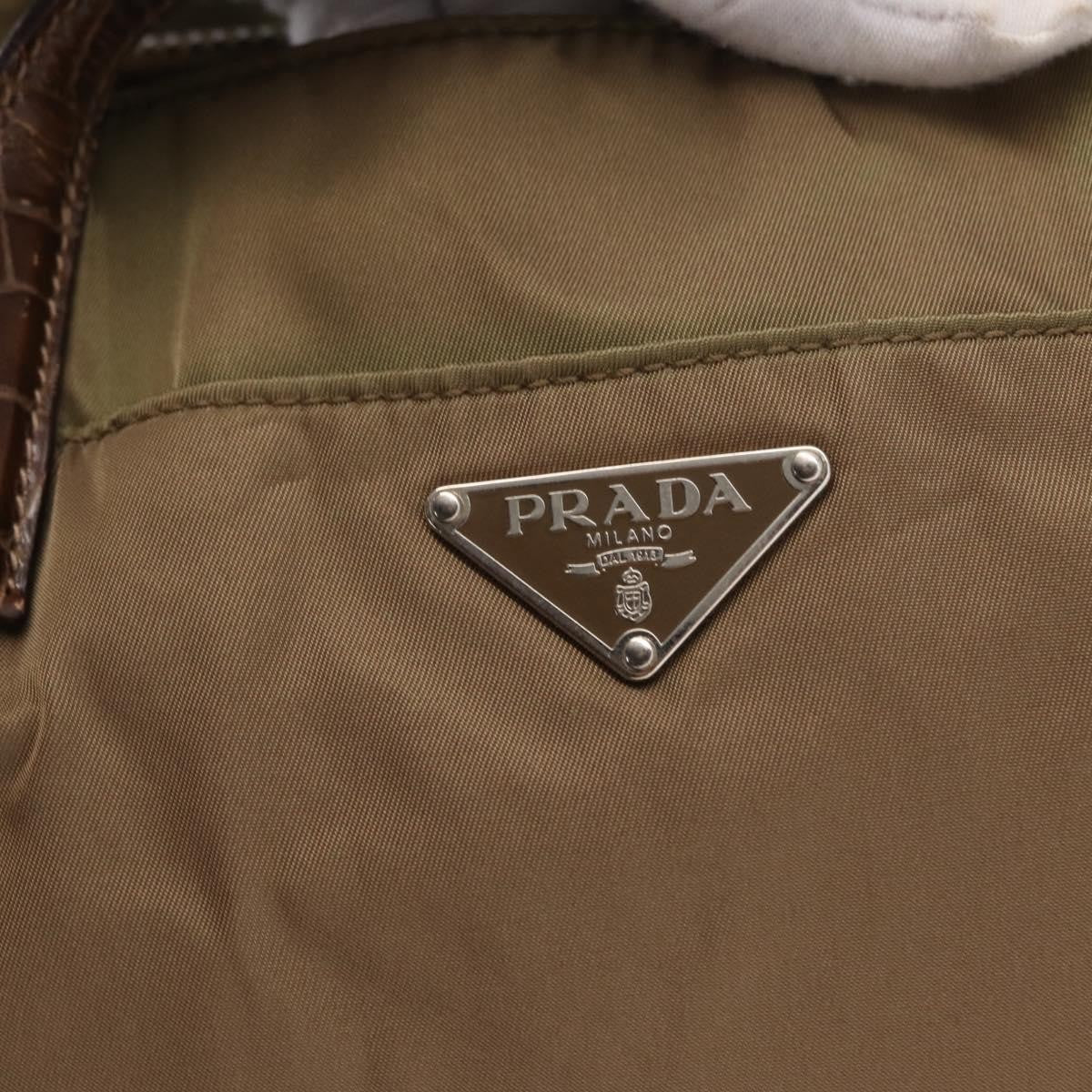 Prada Vintage Tote Tessuto Beige Nylon Tote Bag Bag (Pre-Owned)