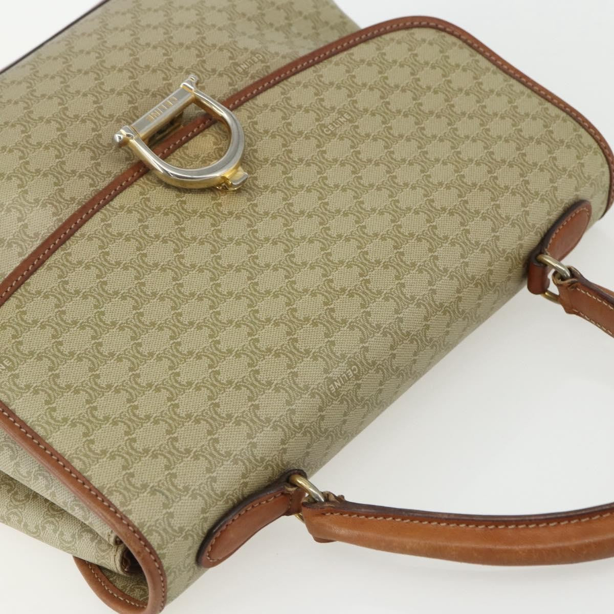 Celine Vintage Macadam Handbag Canvas And Leather Beige Canvas Handbag (Pre-Owned)