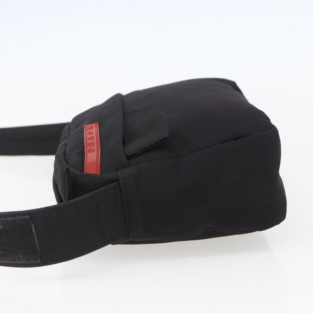 Prada Sport Zip Shoulder Bag Nylon Black Nylon Shoulder Bag Bag (Pre-Owned)