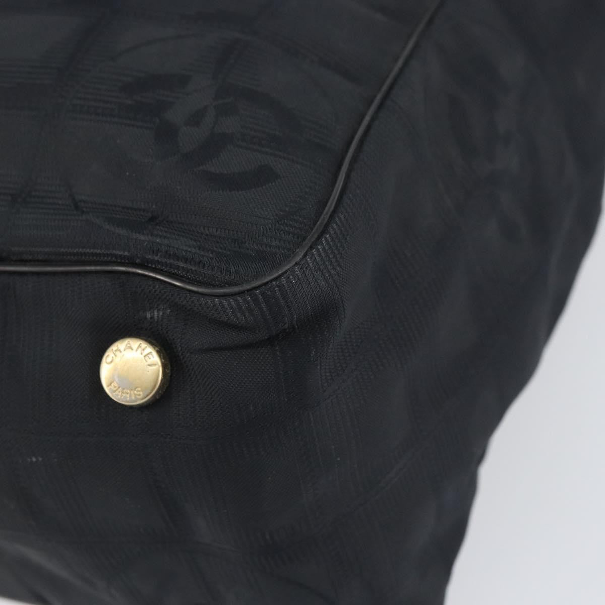Chanel Travel Line Tote Nylon Black Nylon Tote Bag Bag (Pre-Owned)
