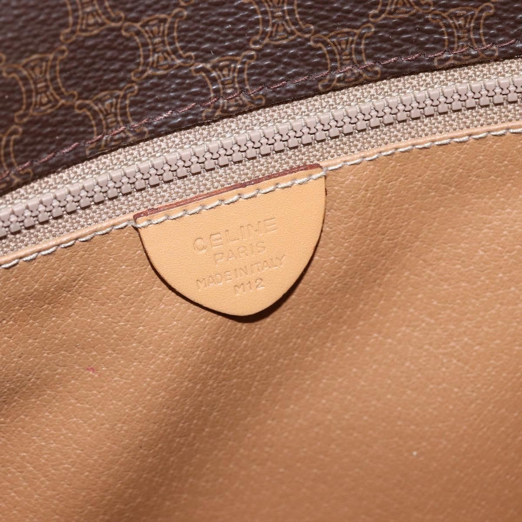 Celine Vintage Macadam Shoulder Bag Canvas And Leather Brown Canvas Shoulder Bag Bag (Pre-Owned)