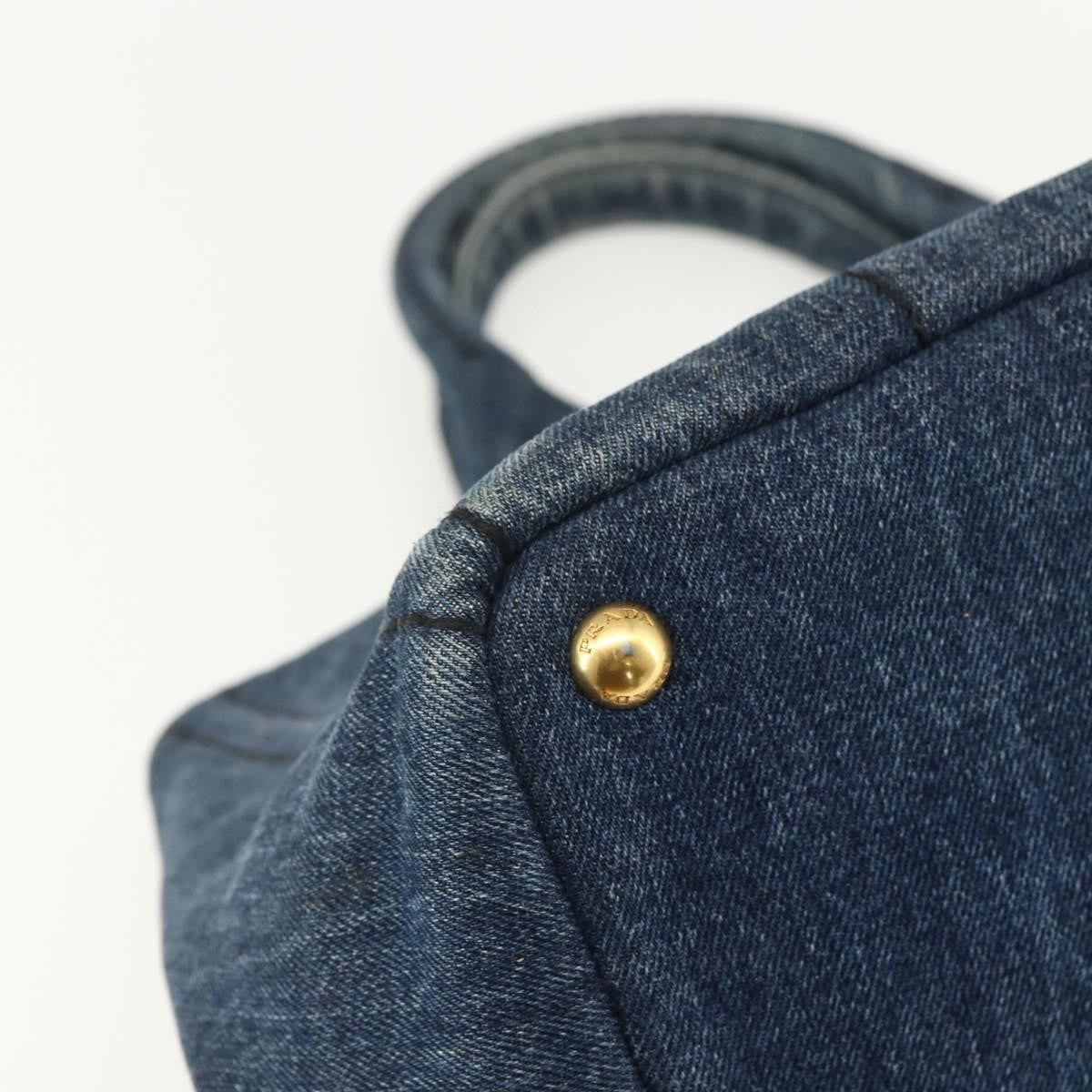 Prada Canapa Tote Denim Blue Canvas Tote Bag Bag (Pre-Owned)