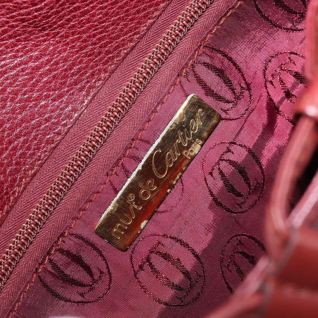 Cartier Must De Cartier Shoulder Bag Leather Burgundy Leather Shoulder Bag Bag (Pre-Owned)