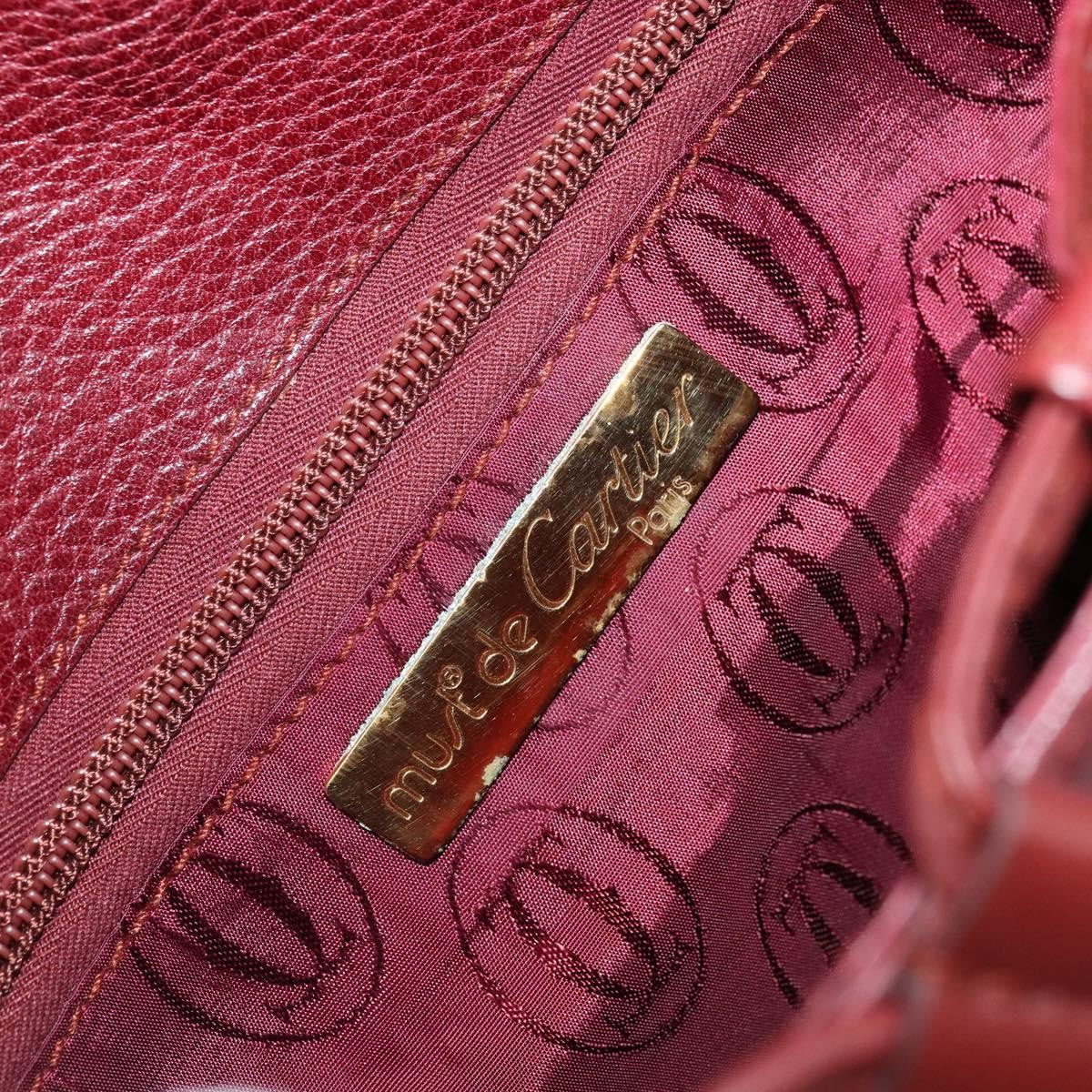 Cartier Must De Cartier Shoulder Bag Leather Burgundy Leather Shoulder Bag Bag (Pre-Owned)