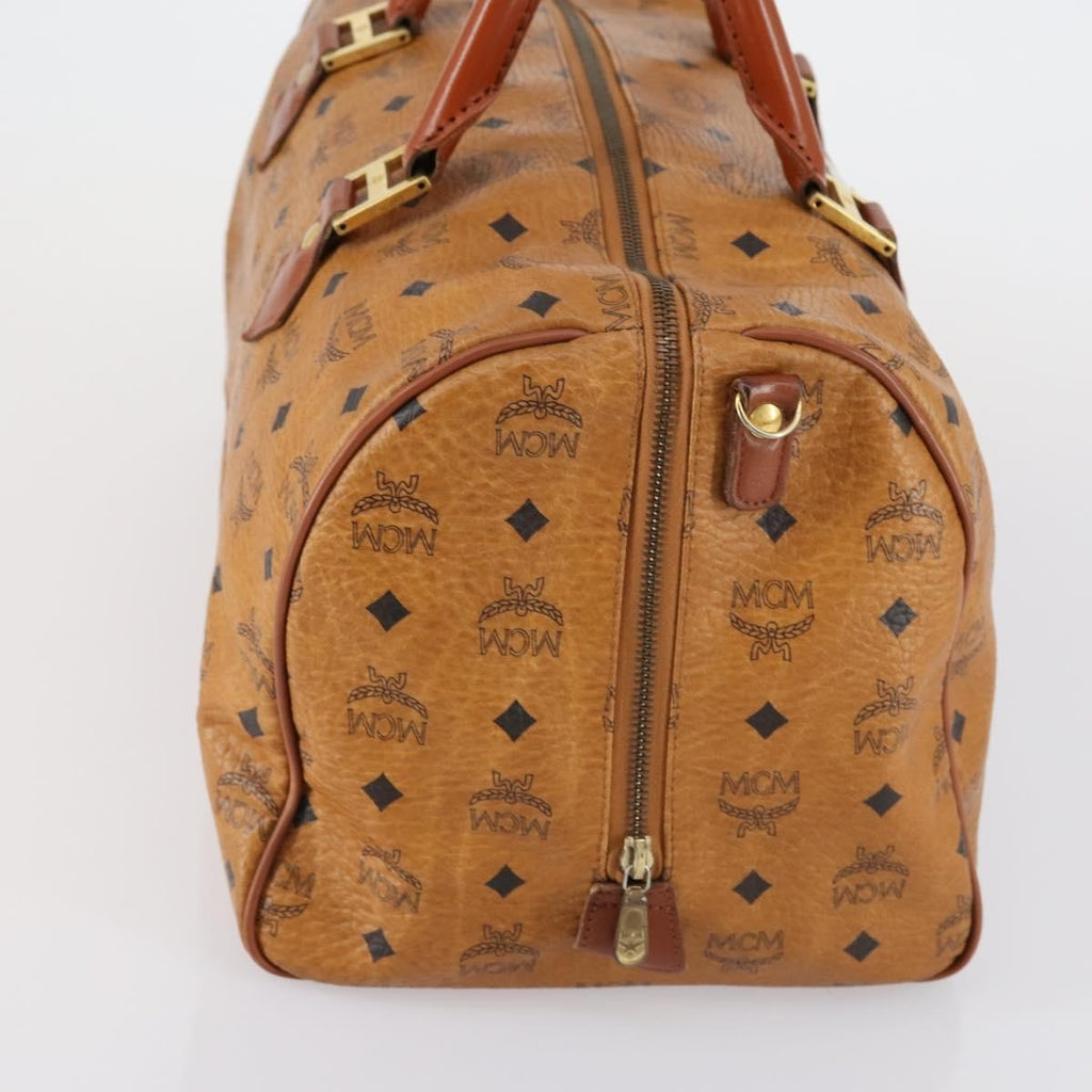 MCM Vicetos Travel Bag Logogram Boston Brown Canvas Travel Bag Bag (Pre-Owned)