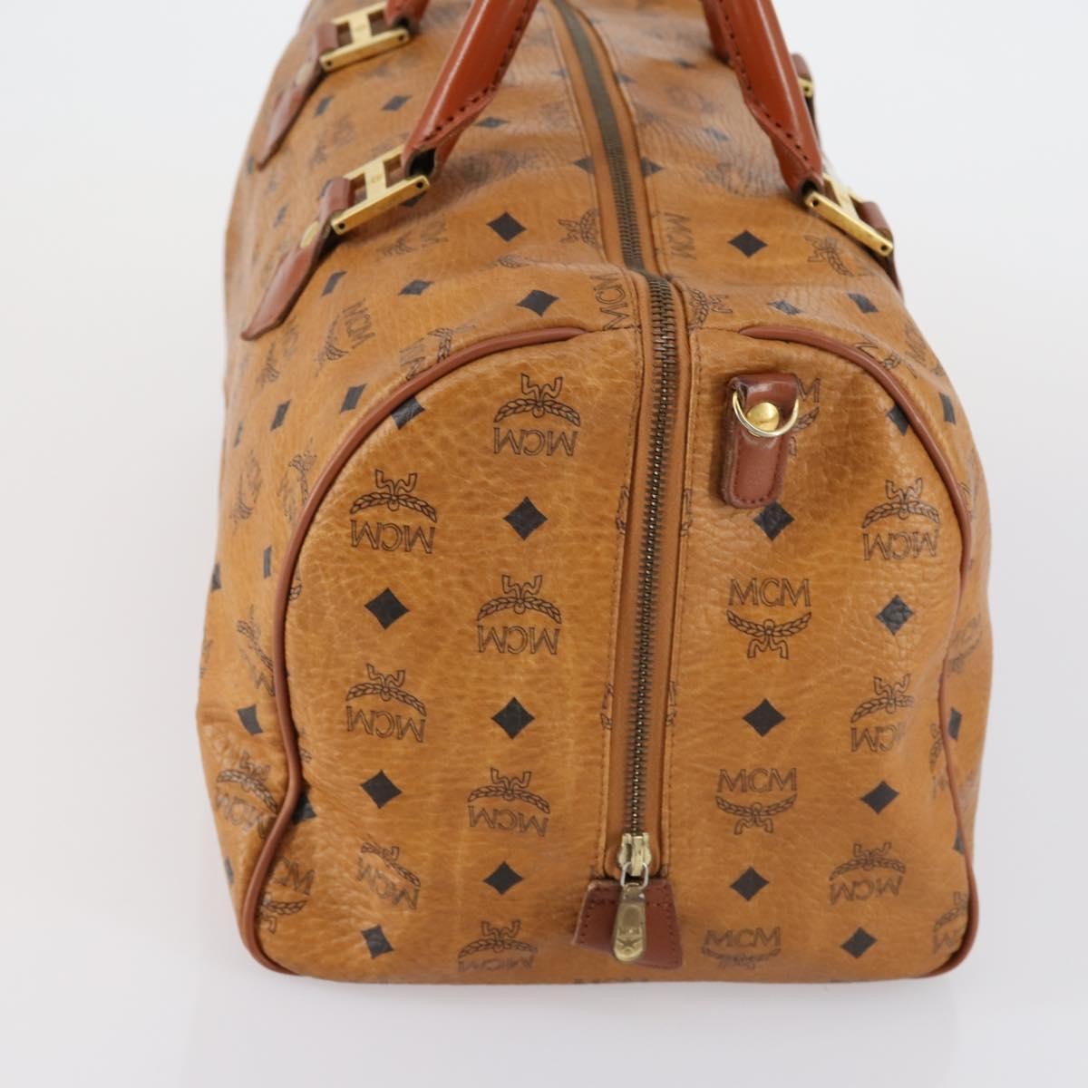 MCM Vicetos Travel Bag Logogram Boston Brown Canvas Travel Bag Bag (Pre-Owned)