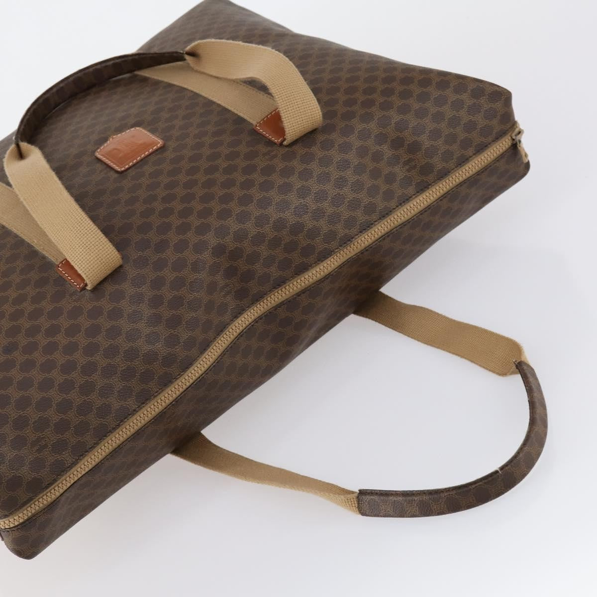 Celine Vintage Macadam Tote Bag Canvas Brown Pvc Tote Bag Bag (Pre-Owned)
