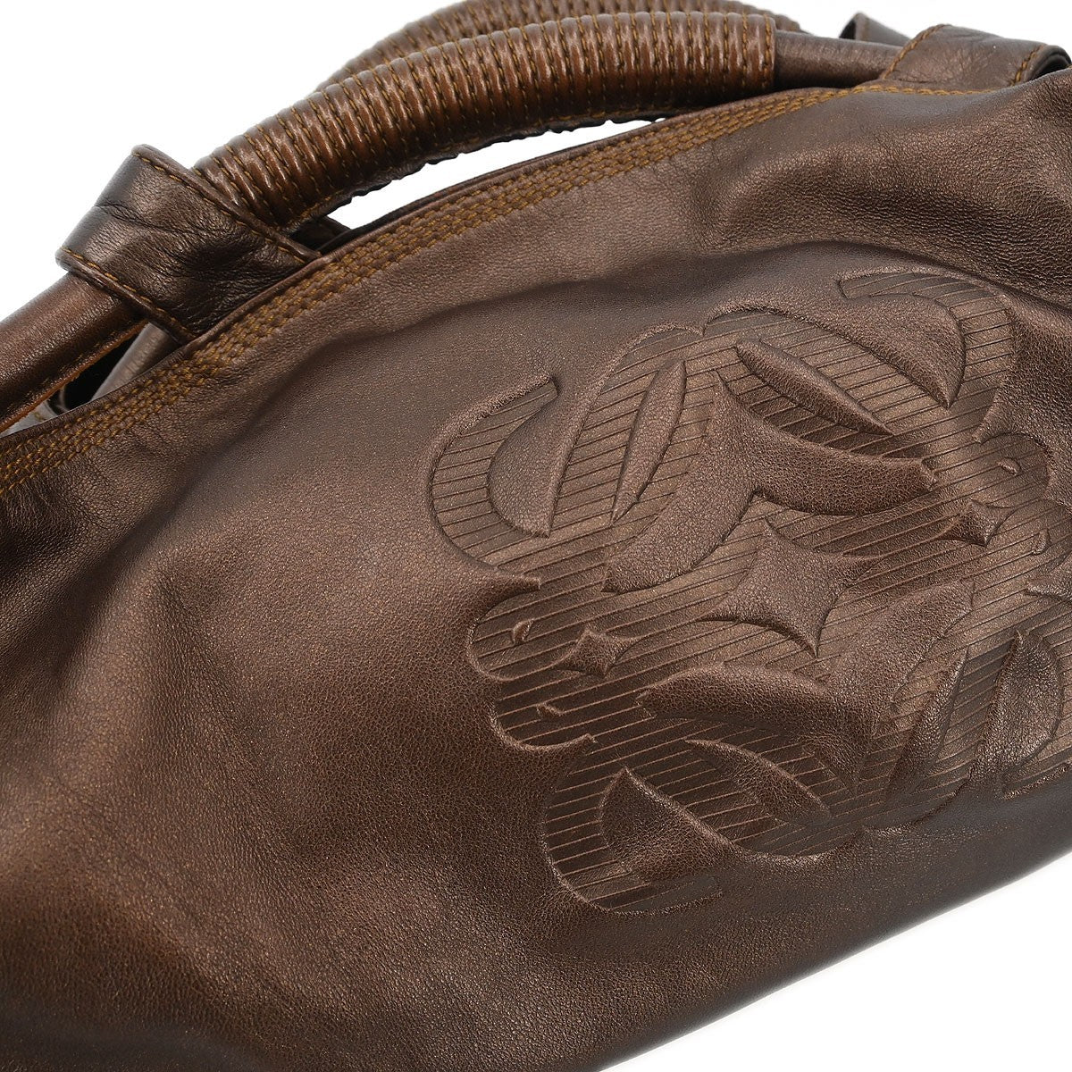 Loewe Anagram Logo Nappa Aire Hand Bag Leather Brown Leather Handbag (Pre-Owned)