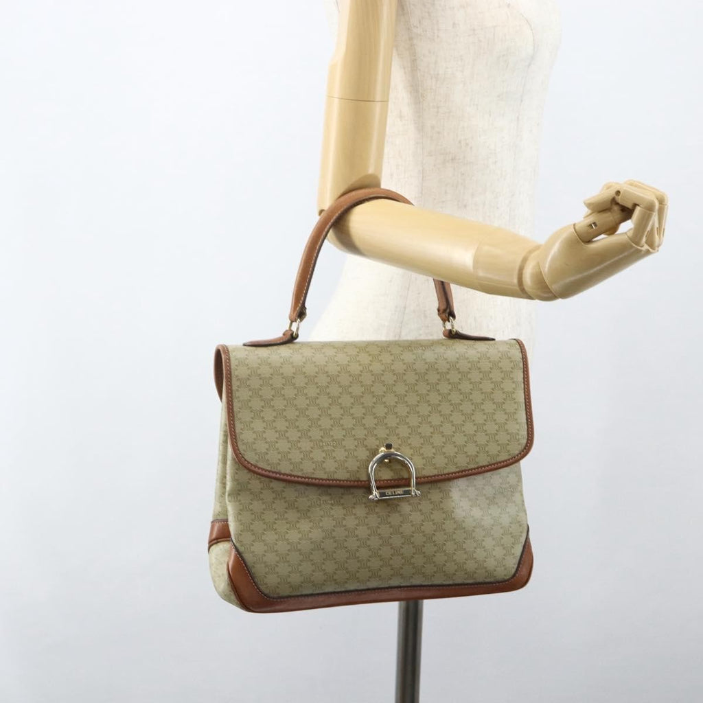 Celine Vintage Macadam Handbag Canvas And Leather Beige Canvas Handbag (Pre-Owned)