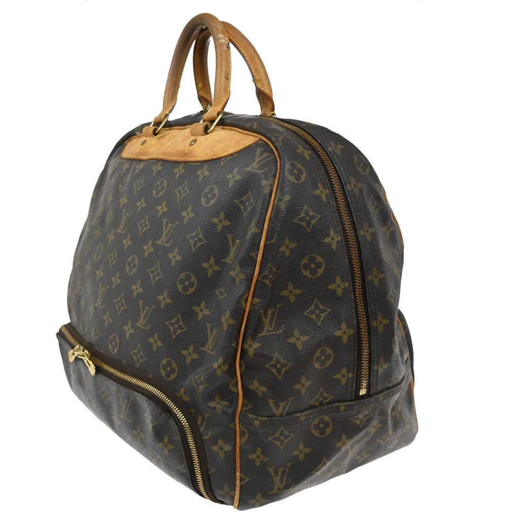 Louis Vuitton Evasion Travel Bag Monogram Canvas Brown Leather Bag (Pre-Owned)
