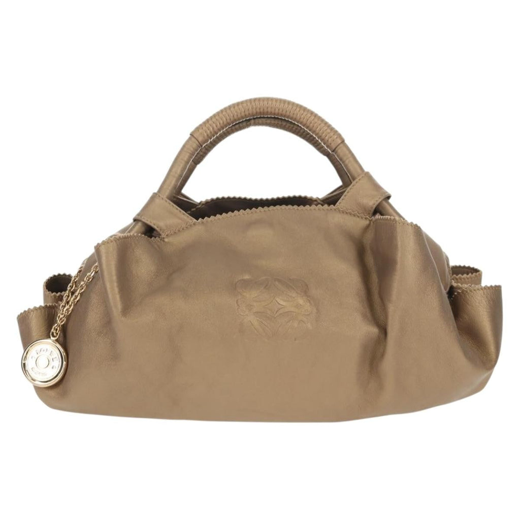Loewe Anagram Logo Nappa Aire Hand Bag Leather Gold Leather Handbag (Pre-Owned)