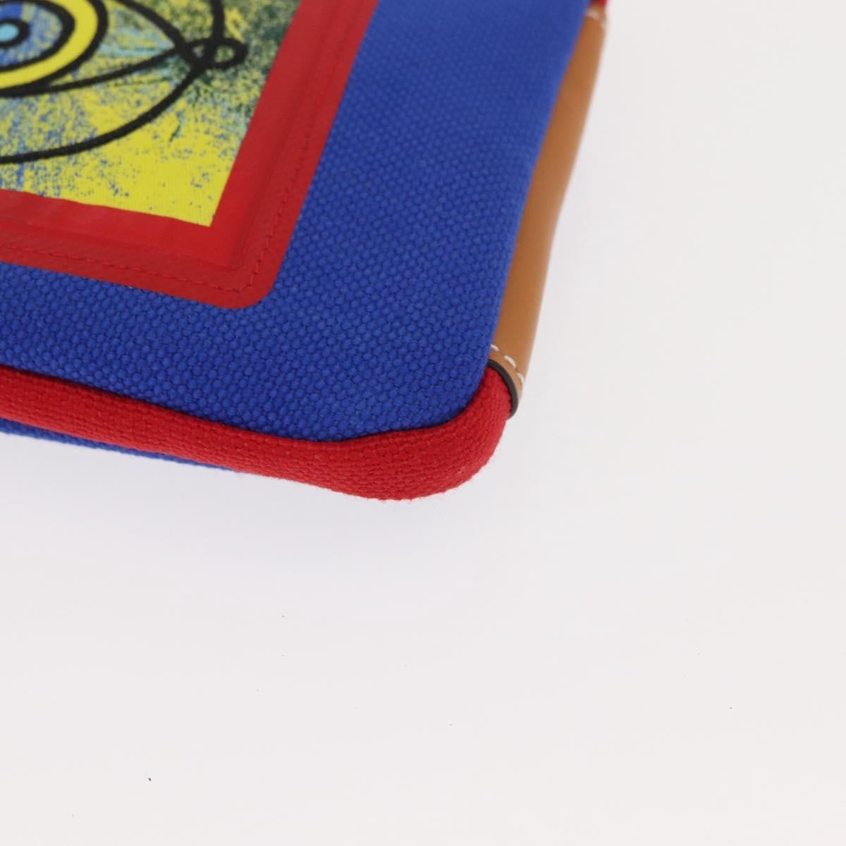 Loewe Eye/Loewe/Nature Zip Neck Pouch Canvas With Applique Blue Canvas Clutche & Pouche Bag (Pre-Owned)