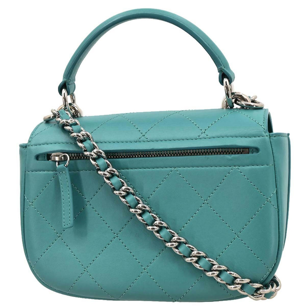 Chanel Ring My Bag Top Handle Bag Stitched Calfskin Green Leather Handbag (Pre-Owned)