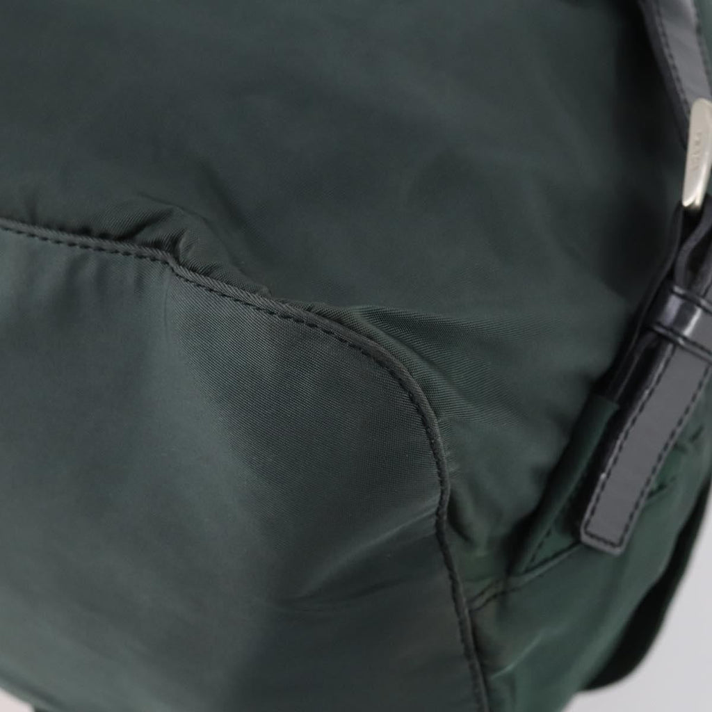 Prada Vela Double Front Pocket Backpack Tessuto With Saffiano Leather Green Nylon Backpack Bag (Pre-Owned)
