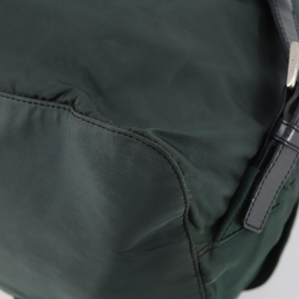 Prada Vela Double Front Pocket Backpack Tessuto With Saffiano Leather Green Nylon Backpack Bag (Pre-Owned)