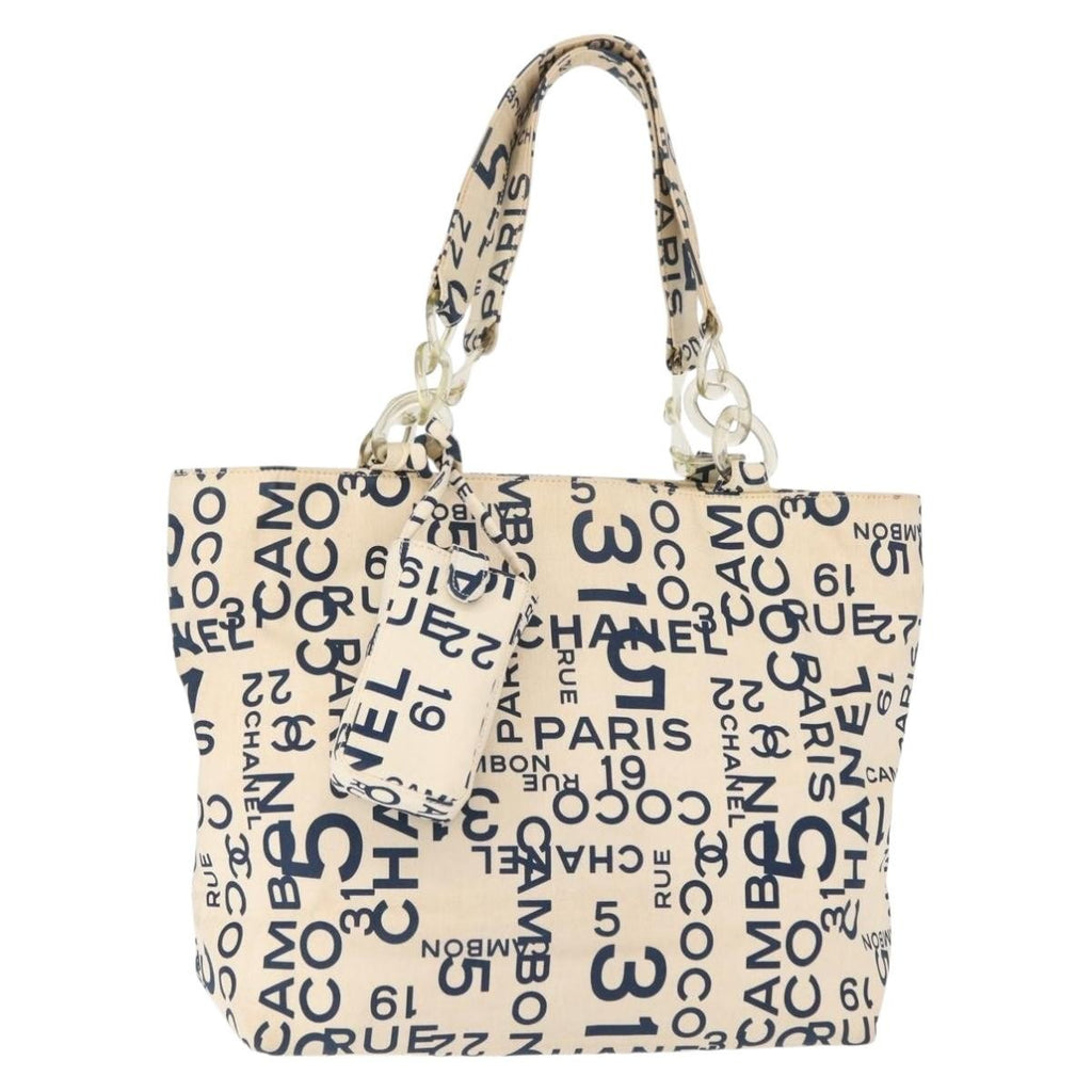 Chanel 31 Rue Cambon Beach Zip Tote Printed Canvas Navy Canvas Tote Bag Bag (Pre-Owned)
