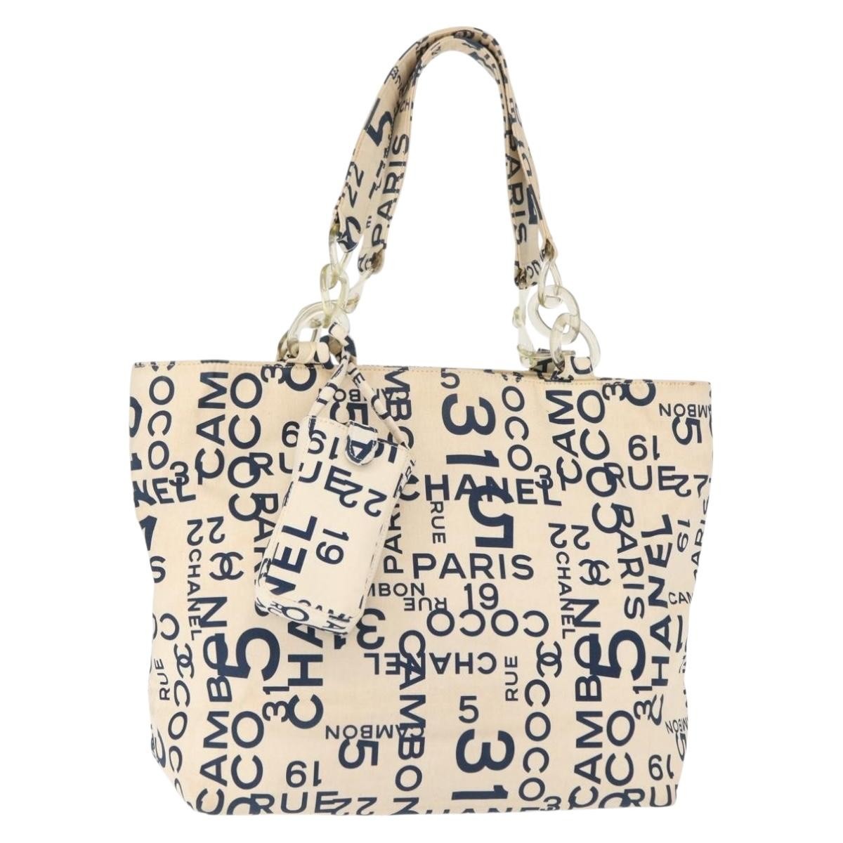 Chanel 31 Rue Cambon Beach Zip Tote Printed Canvas Navy Canvas Tote Bag Bag (Pre-Owned)