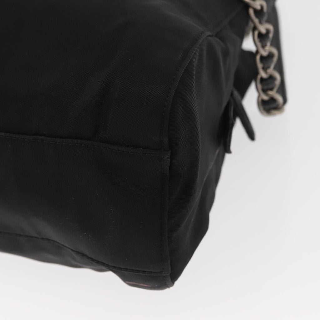 Prada Vintage Chain Shoulder Bag Tessuto Black Nylon Shoulder Bag Bag (Pre-Owned)
