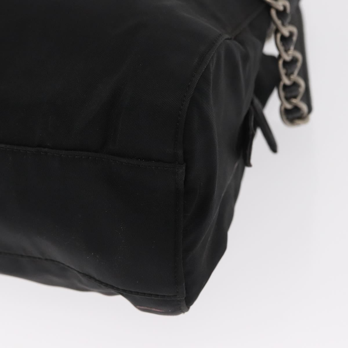 Prada Vintage Chain Shoulder Bag Tessuto Black Nylon Shoulder Bag Bag (Pre-Owned)