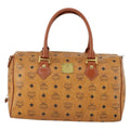 MCM Visetos Logogramme Handbag Canvas And Leather Brown Canvas Travel Bag Bag (Pre-Owned)