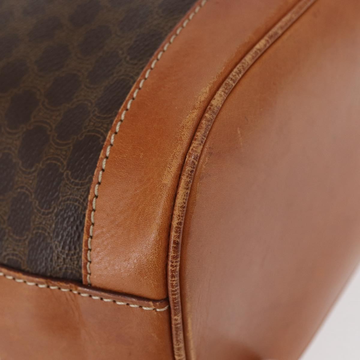 Celine Vintage Macadam Shoulder Bag Canvas And Leather Brown Canvas Shoulder Bag Bag (Pre-Owned)