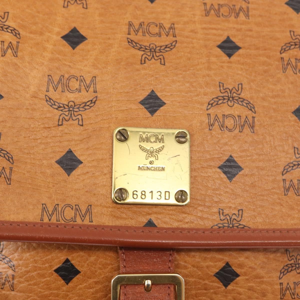 MCM Visetos Shoulder Bag Canvas And Leather Brown Canvas Shoulder Bag Bag (Pre-Owned)