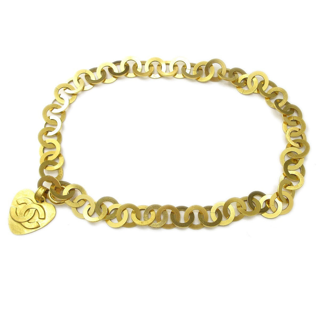 Chanel Vintage Heart Chain Belt Metal Gold Metal Belts Accessory (Pre-Owned)
