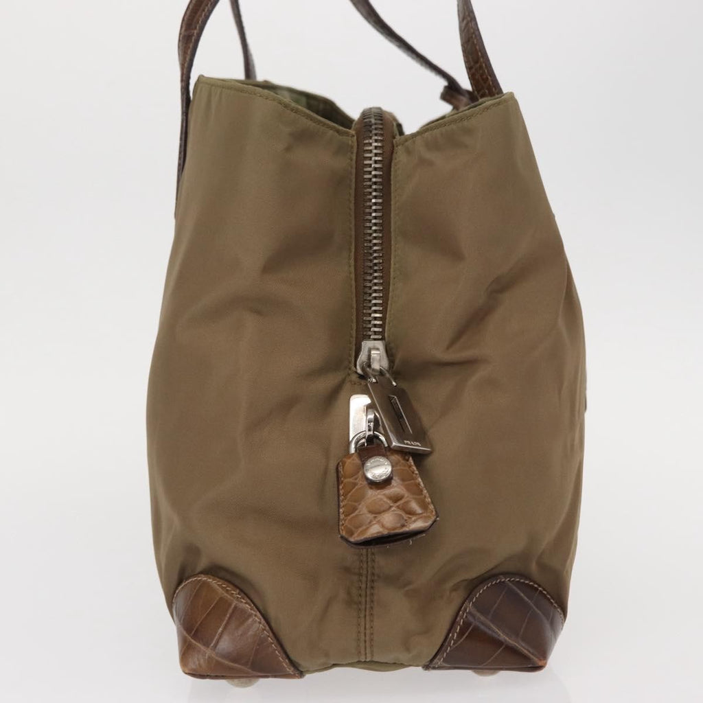 Prada Vintage Tote Tessuto Beige Nylon Tote Bag Bag (Pre-Owned)