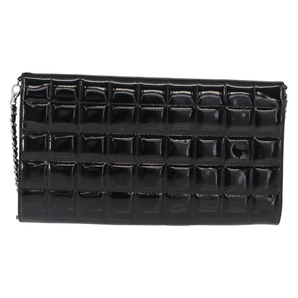 Chanel Chocolate Bar Chain Clutch Quilted Patent Black Patent_Leather Clutche & Pouche Bag (Pre-Owned)