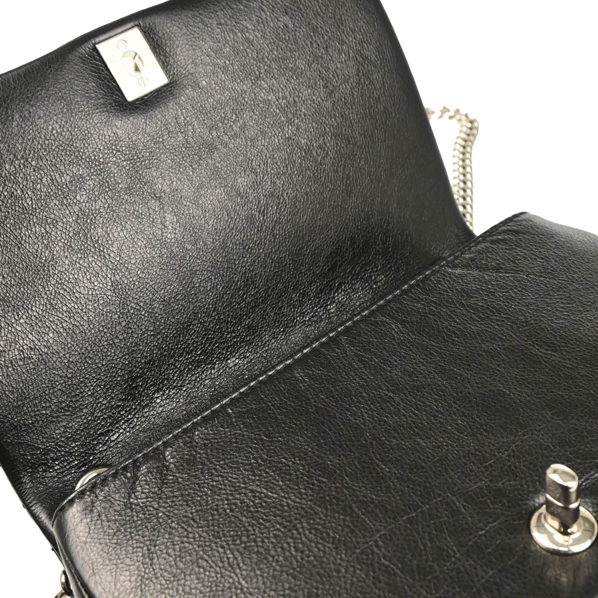 Chanel Embossed Braid Cc Chain Flap Quilted Leather Black Leather Shoulder Bag Bag (Pre-Owned)