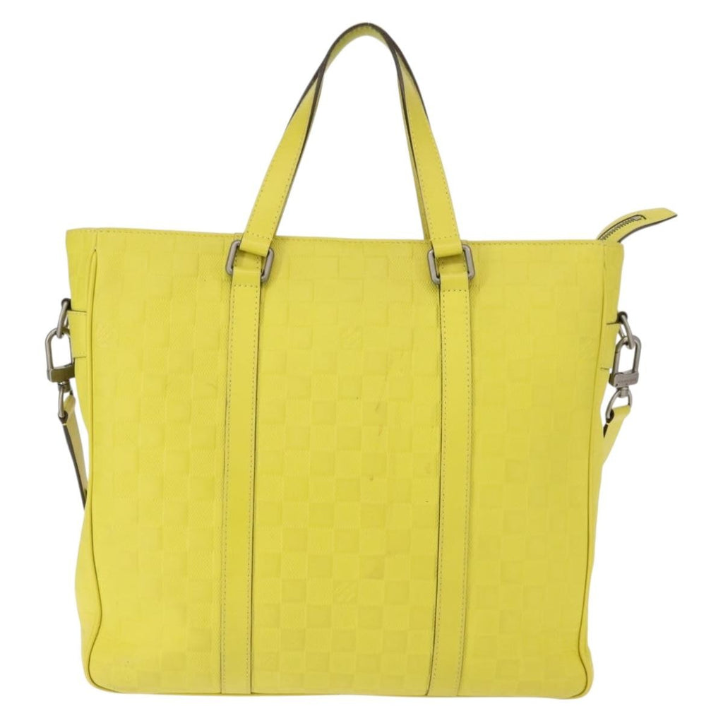 Louis Vuitton Tadao Handbag Damier Infini Leather Yellow Leather Handbag (Pre-Owned)