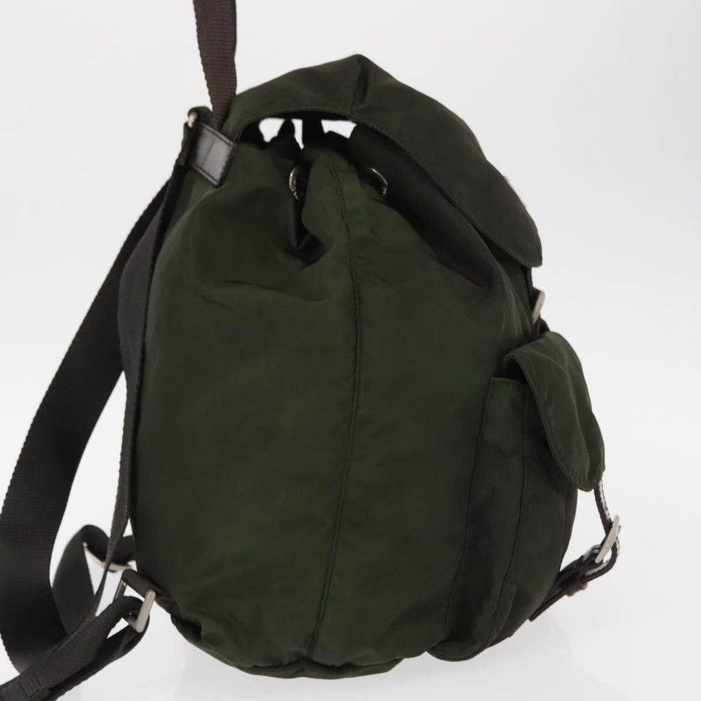 Prada Double Front Pocket Backpack Tessuto Khaki Nylon Backpack Bag (Pre-Owned)
