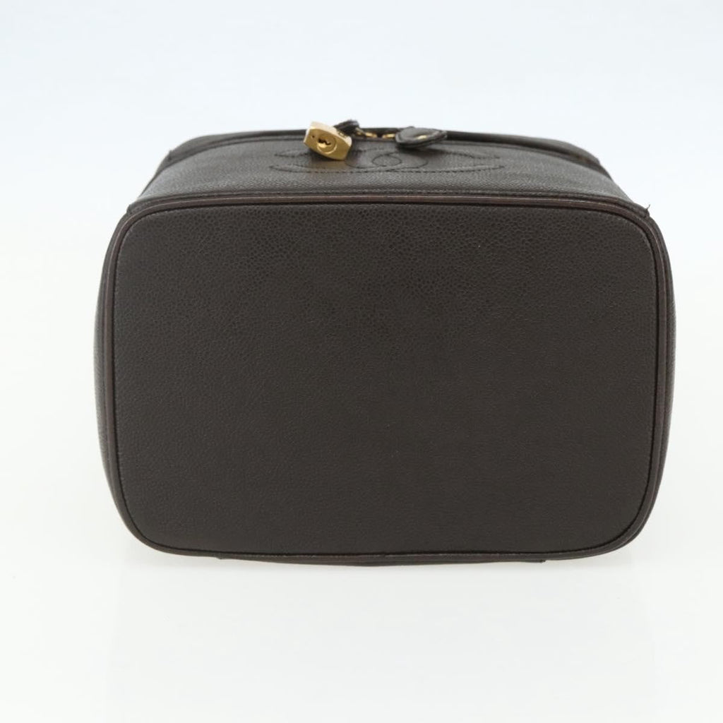 Chanel Vintage Timeless Vanity Case Caviar Brown Leather Handbag (Pre-Owned)